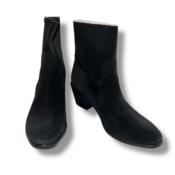 UGG Womens Breeda Suede Ankle Boots Mid Heel Zip Closure Almond Toe Black Sz 9 - Picture 5 of 16